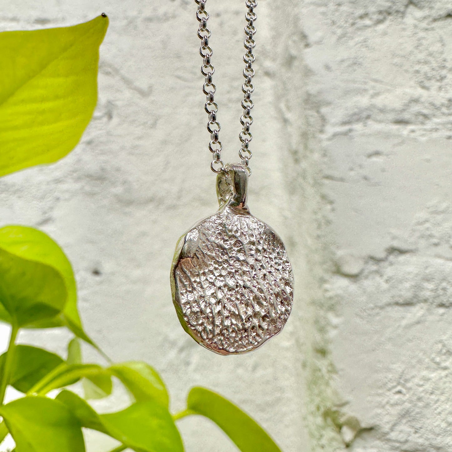Dog nose print pendant necklace with a chain