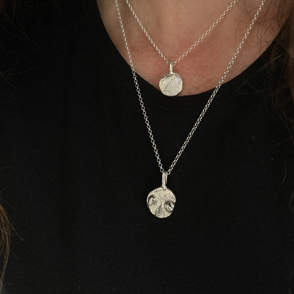 Dog nose print pendant necklace with a chain