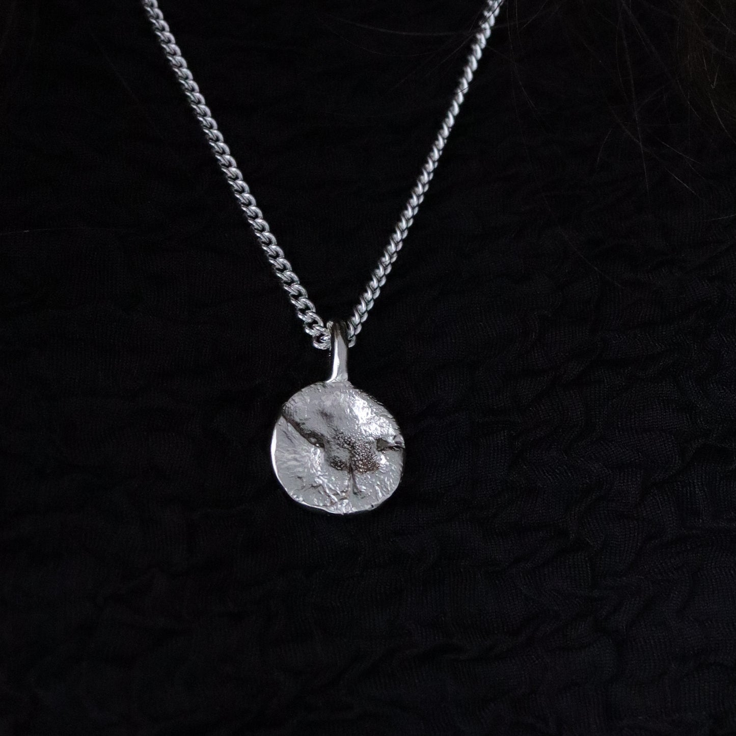 Chunky dog nose print pendant - sterling silver only