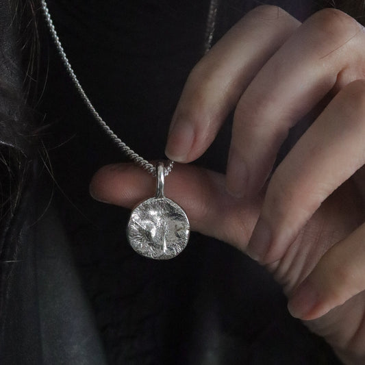 Chunky dog nose print pendant - sterling silver only