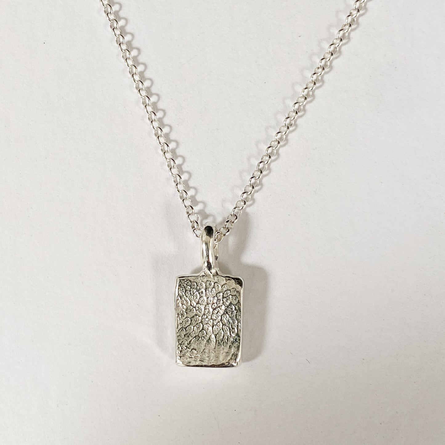 Rectangle dog nose print pendant on a chain